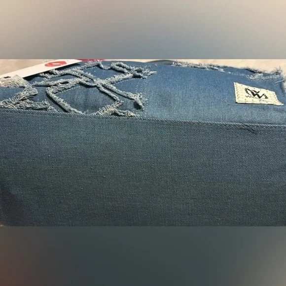WildFox Blue Frayed Denim Tote. Size:OS - Picture 7 of 7